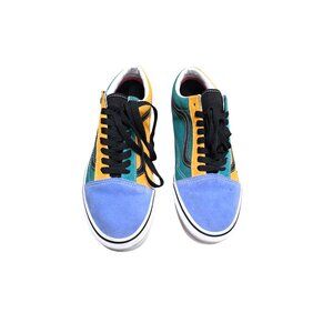 Vans Unisex Old Skool Sneakers Green Yellow Blue Canvas Suede Lace-Up Size 9M/10